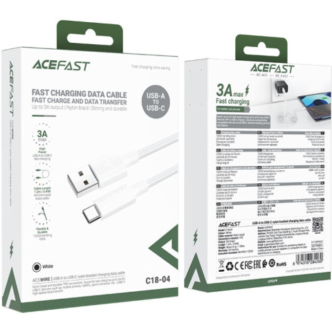 Кабель USB 2.0 AM-Type-C M, 1.2 м, 60W C18-04 White Acefast