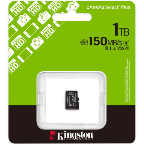 Memory card microSDXC 1TB Kingston Canvas Select Plus Gen3 C10 A1 V30 U3, Retail
