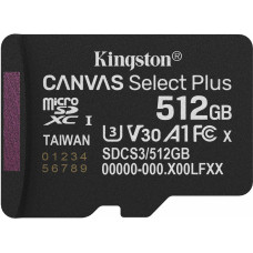 Memory card microSDXC 512GB Kingston Canvas Select Plus Gen3 C10 A1, Retail