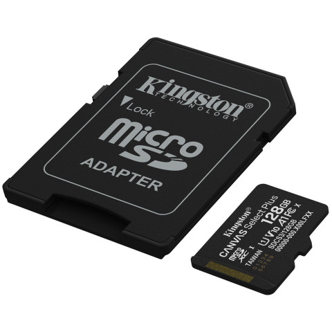 Memory card microSDXC 128Gb Kingston Canvas Select Plus Gen3 100R A1 C10, Retail + adapter