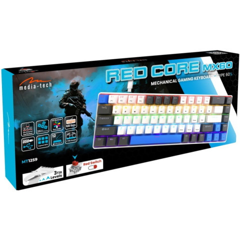 Клавіатура ігрова механічна Media-Tech MT1259 RED CORE MX60, Anti-Ghosting 68кл, PC/Mac
