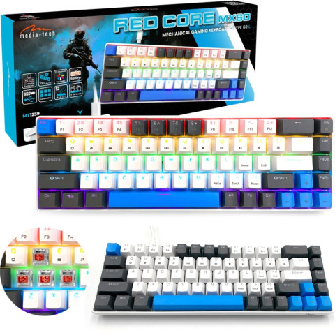 Клавіатура ігрова механічна Media-Tech MT1259 RED CORE MX60, Anti-Ghosting 68кл, PC/Mac