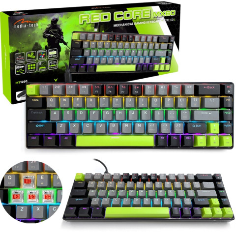 Клавіатура ігрова механічна Media-Tech MT1260 RED CORE MX60, Anti-Ghosting, 68кл, PC/Mac