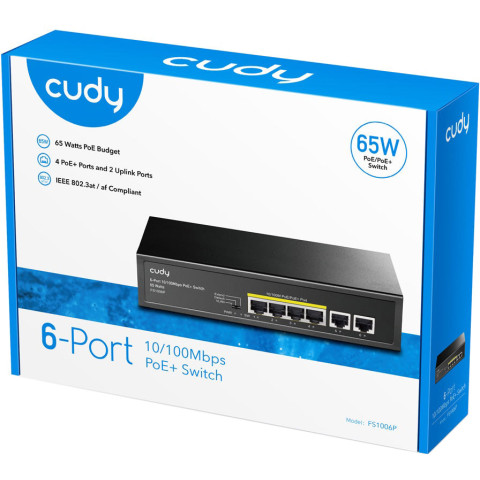 Комутатор Cudy FS1006P, 6 портовий 10/100M PoE+Switch 60W