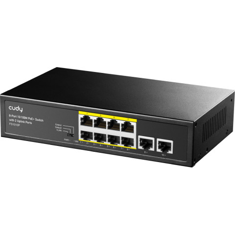 Комутатор Cudy FS1010P, 8 портовий 10/100M PoE+ Switch with 2 Uplink Ports 120W