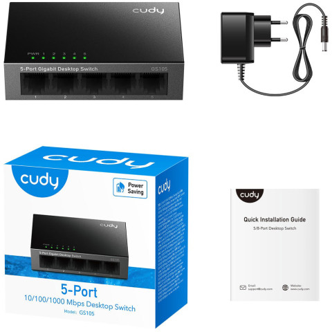 Комутатор Cudy GS105, 5 портовий Gigabit Metal Desktop Switch