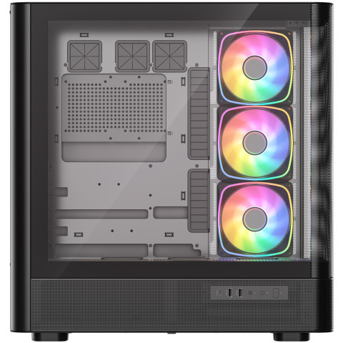 Корпус Modecom VOLCANO AQ500 ARGB MIDI FRONT LCD 6,2”, 4x120mm fans BLACK без БЖ ATX