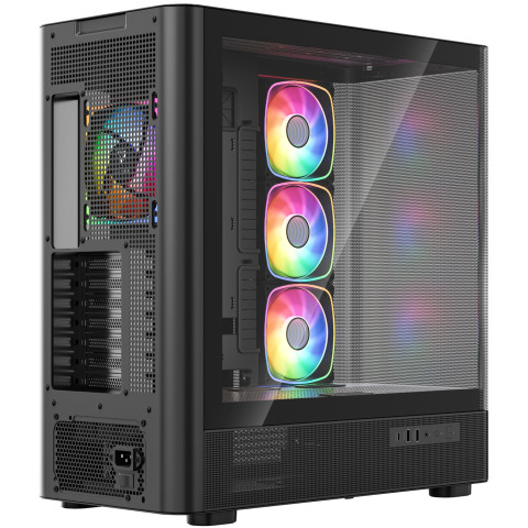 Корпус Modecom VOLCANO AQ500 ARGB MIDI FRONT LCD 6,2”, 4x120mm fans BLACK без БЖ ATX