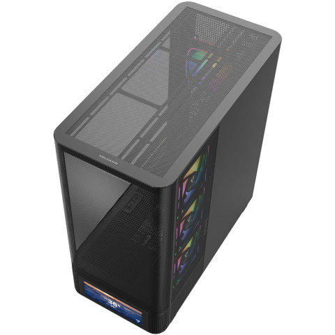 Корпус Modecom VOLCANO AQ500 ARGB MIDI FRONT LCD 6,2”, 4x120mm fans BLACK без БЖ ATX