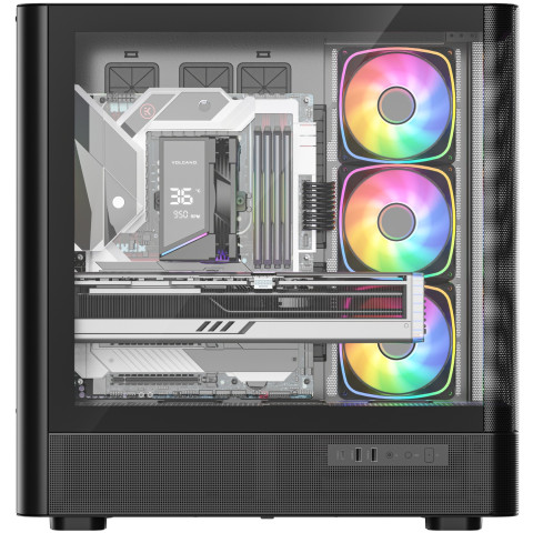 Корпус Modecom VOLCANO AQ500 ARGB MIDI FRONT LCD 6,2”, 4x120mm fans BLACK без БЖ ATX