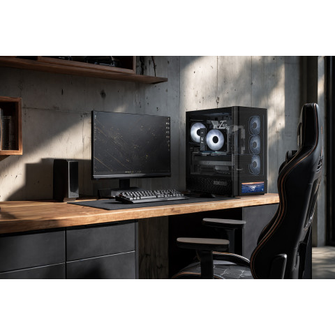 Корпус Modecom VOLCANO AQ500 ARGB MIDI FRONT LCD 6,2”, 4x120mm fans BLACK без БЖ ATX