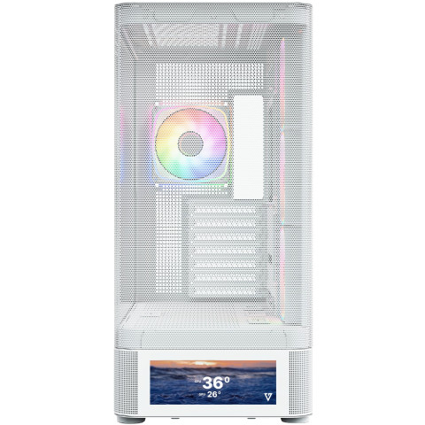 Корпус Modecom VOLCANO AQ500 ARGB MIDI FRONT LCD 6,2”, 4x120mm fans WHITE без БЖ ATX