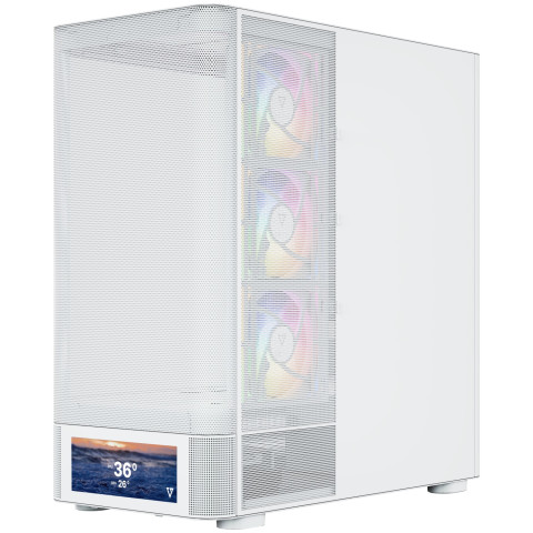 Корпус Modecom VOLCANO AQ500 ARGB MIDI FRONT LCD 6,2”, 4x120mm fans WHITE без БЖ ATX
