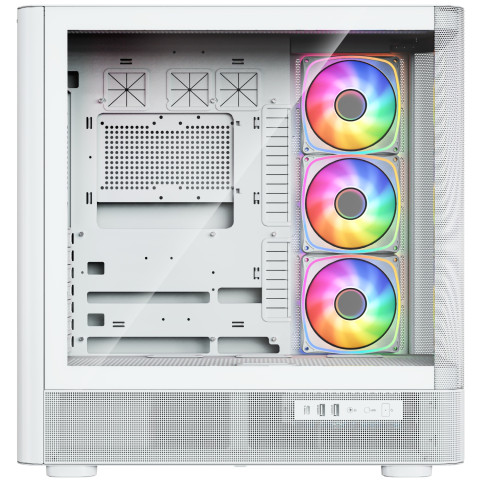 Корпус Modecom VOLCANO AQ500 ARGB MIDI FRONT LCD 6,2”, 4x120mm fans WHITE без БЖ ATX