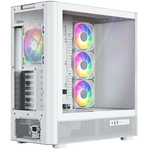 Корпус Modecom VOLCANO AQ500 ARGB MIDI FRONT LCD 6,2”, 4x120mm fans WHITE без БЖ ATX