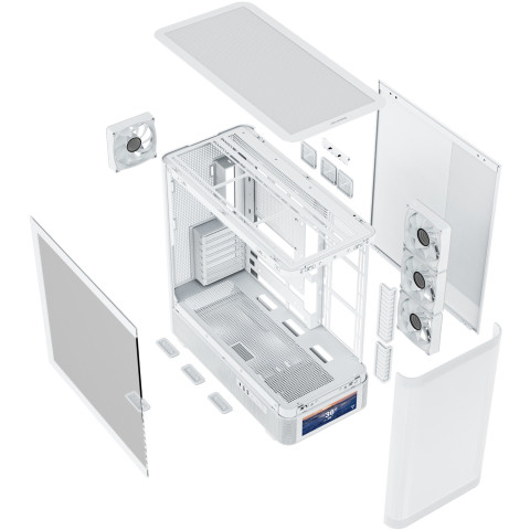 Корпус Modecom VOLCANO AQ500 ARGB MIDI FRONT LCD 6,2”, 4x120mm fans WHITE без БЖ ATX