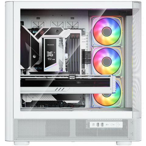 Корпус Modecom VOLCANO AQ500 ARGB MIDI FRONT LCD 6,2”, 4x120mm fans WHITE без БЖ ATX