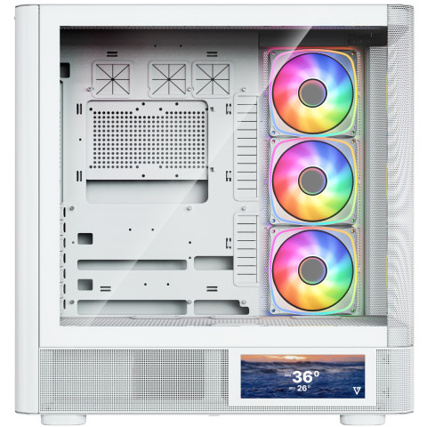 Корпус Modecom VOLCANO AQ400 ARGB MIDI SIDE LCD 6,2”, 4x120mm fans WHITE без БЖ ATX