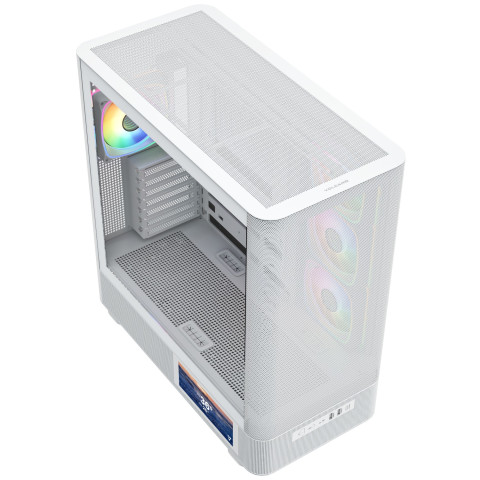 Корпус Modecom VOLCANO AQ400 ARGB MIDI SIDE LCD 6,2”, 4x120mm fans WHITE без БЖ ATX