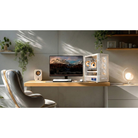 Корпус Modecom VOLCANO AQ400 ARGB MIDI SIDE LCD 6,2”, 4x120mm fans WHITE без БЖ ATX