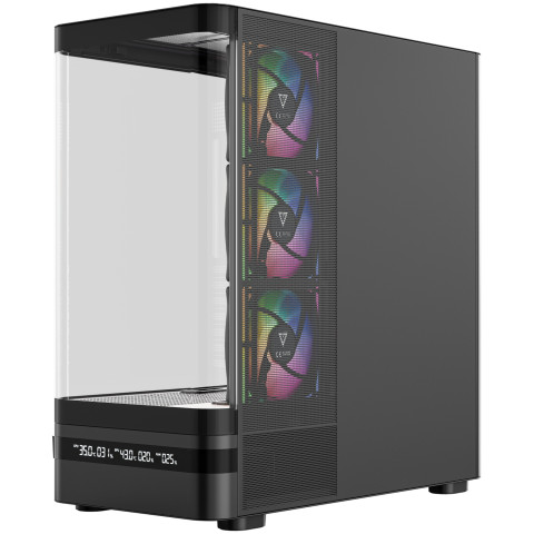 Корпус Modecom VOLCANO AQ200 ARGB MIDI FRONT LCD, 4x120mm fans BLACK без БЖ ATX
