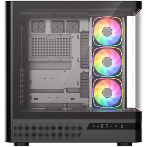 Корпус Modecom VOLCANO AQ200 ARGB MIDI FRONT LCD, 4x120mm fans BLACK без БЖ ATX