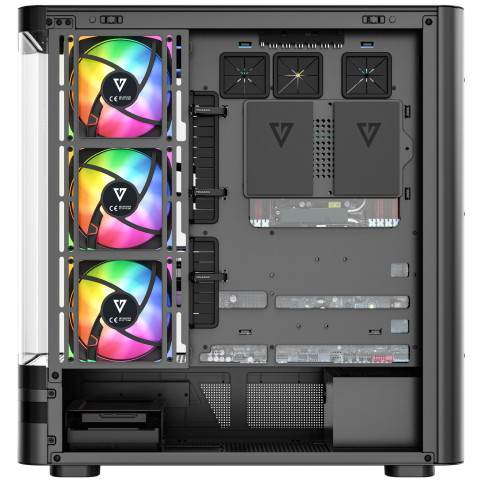 Корпус Modecom VOLCANO AQ200 ARGB MIDI FRONT LCD, 4x120mm fans BLACK без БЖ ATX