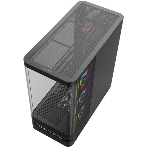 Корпус Modecom VOLCANO AQ200 ARGB MIDI FRONT LCD, 4x120mm fans BLACK без БЖ ATX