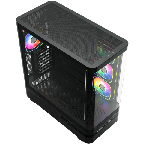 Корпус Modecom VOLCANO AQ200 ARGB MIDI FRONT LCD, 4x120mm fans BLACK без БЖ ATX