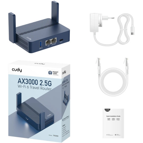 Маршрутизатор Cudy TR3000, AX3000 2.5G Wi-Fi 6 Router w USB, 2×1000Mbps RJ45, USB Type-C power in.
