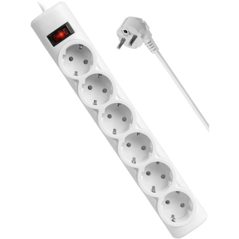 Power filtr 1.8м Defender DFS151, 6 розеток, білий