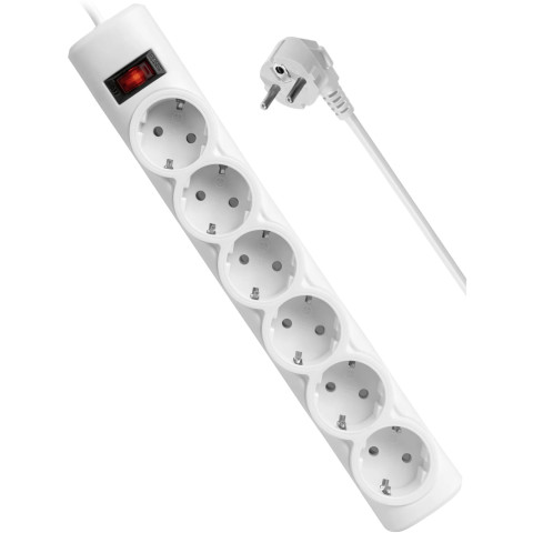 Power filtr 3.0м Defender DFS153, 6 розеток, білий