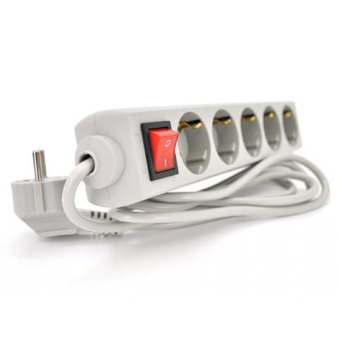 Power filtr 3.0м RITAR G530CU, 5 розеток, 220В, 10А, сірий