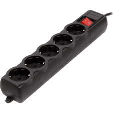 Power filtr 1.8м Gembird, 5 розеток, чорний, 16A, 1мм2