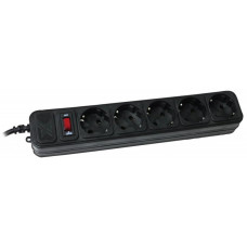 Power filtr 4.5м Maxxter, 5 розеток, чорний