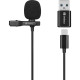 Мікрофон петличний Sandberg Streamer USB Clip USB-A/USB-C, провідний, кабель 3м, чорний