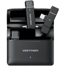 Бездротовий подвійний петличний мікрофон Vention USB-C 2-Pack Wireless Lavalier with Charging Case