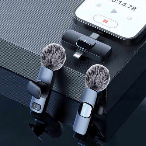 Бездротовий петличний мікрофон Media-Tech USB-C/Lightning 2-Pack Micro-Mic Duo MT416 Black