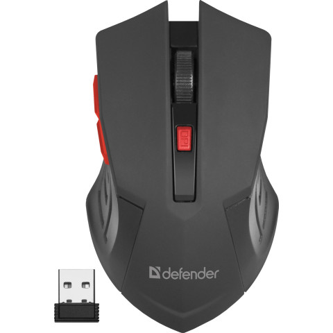 Мишка Defender Accura MM-275, бездротова, 6 кн. до 1600 dpi, червоний