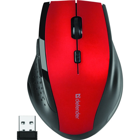 Мишка Defender Accura MM-365, бездротова, 6 кн. до 1600 dpi, червона