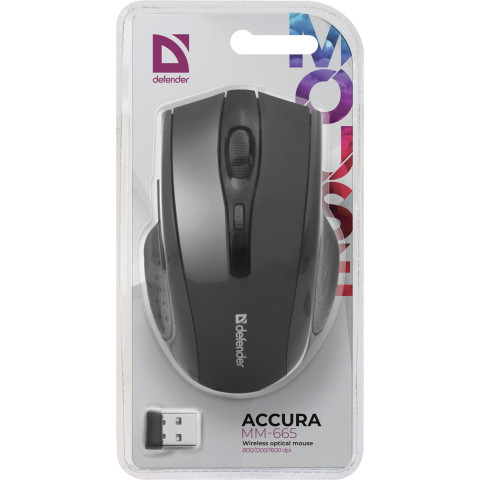 Мишка Defender Accura MM-665, бездротова, 6 кн. до 1200 dpi, чорний