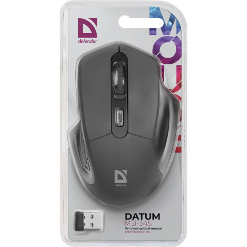 Мишка Defender Datum MB-345, бездротова, 4 кн. до 1600 dpi, чорна