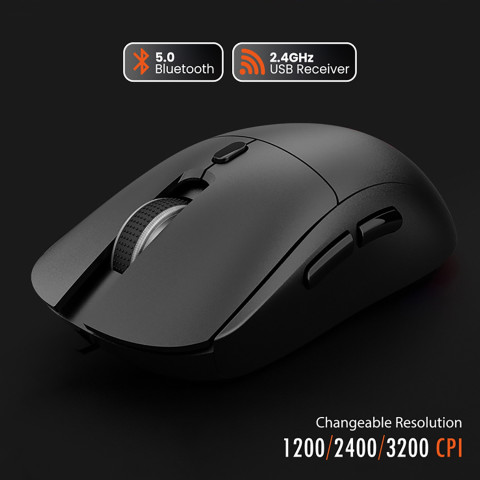 Мишка Media-Tech MT1124, бездротова Bluetooth+2.4G, 3200dpi., 5кн., Silent, чорна