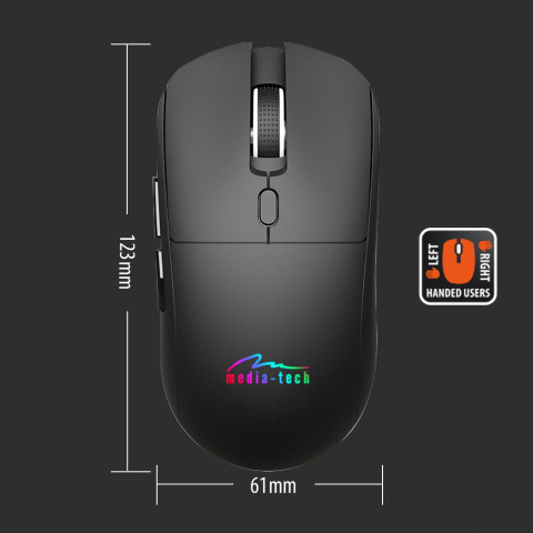Мишка Media-Tech MT1124, бездротова Bluetooth+2.4G, 3200dpi., 5кн., Silent, чорна