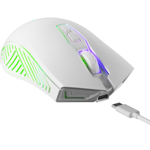Мишка Defender Pandora GM-502, бездротова, ігрова, 7кн., 3200 dpi., 500 mAh, біла