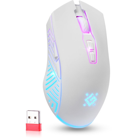 Мишка Defender Pandora GM-502, бездротова, ігрова, 7кн., 3200 dpi., 500 mAh, біла