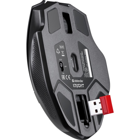 Мишка Defender Knight GM-885, бездротова, ігрова, 8кн., 3200 dpi., 400 mAh, чорна