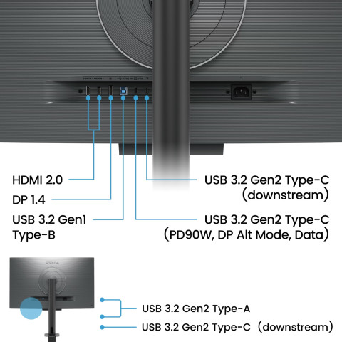 TFT 31.5" BenQ RD320UA, 4K, IPS, 2xHDMI, DP, USB-C, Pivot, колонки, сірий