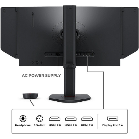TFT 24.1" BenQ ZOWIE XL2566X+, 400Гц, HDMI 2.0 x3, DP 1.4, DyAc 2, HAS, Pivot, темно-сірий