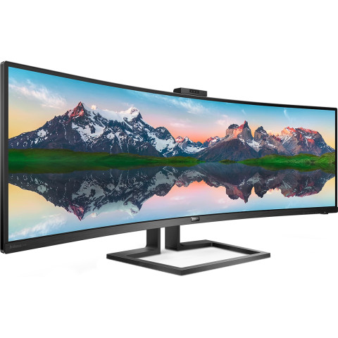 TFT 48.8" Philips 499P9H, VA, 5120 x 1440, USB-C, HDMI (2.0)x2, DPx2, RJ45, webcam, колонки, чорний
